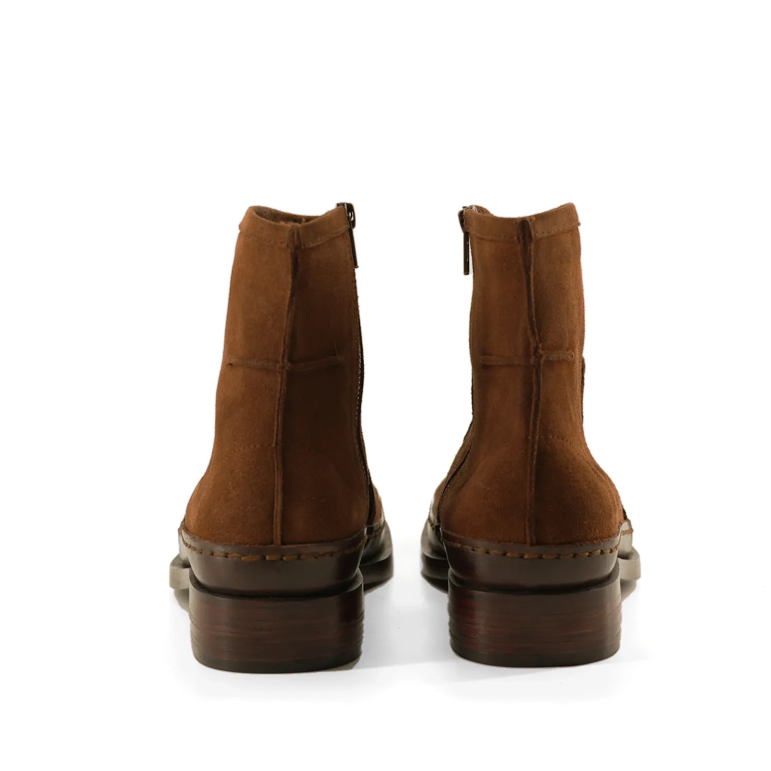 Handmade Plain-Toe Ankle Zipper Casual Boots