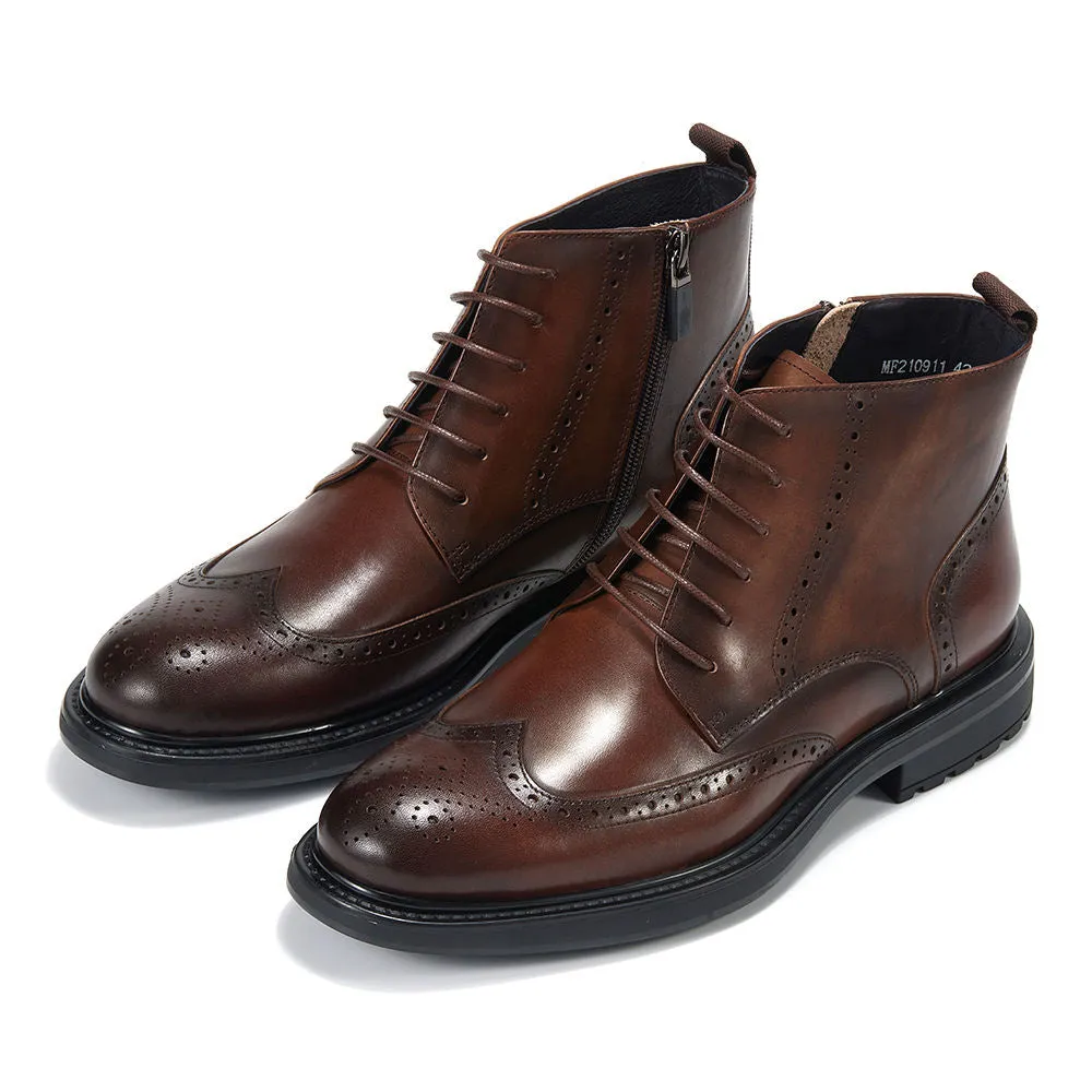 Handmade Premium Full Grain Leather Brogue Boots