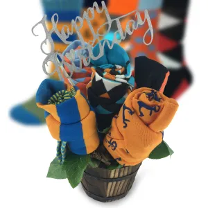 Happy Birthday Sock Bouquet-5 Pairs of Men Gift Socks-Birthday Greeting Message