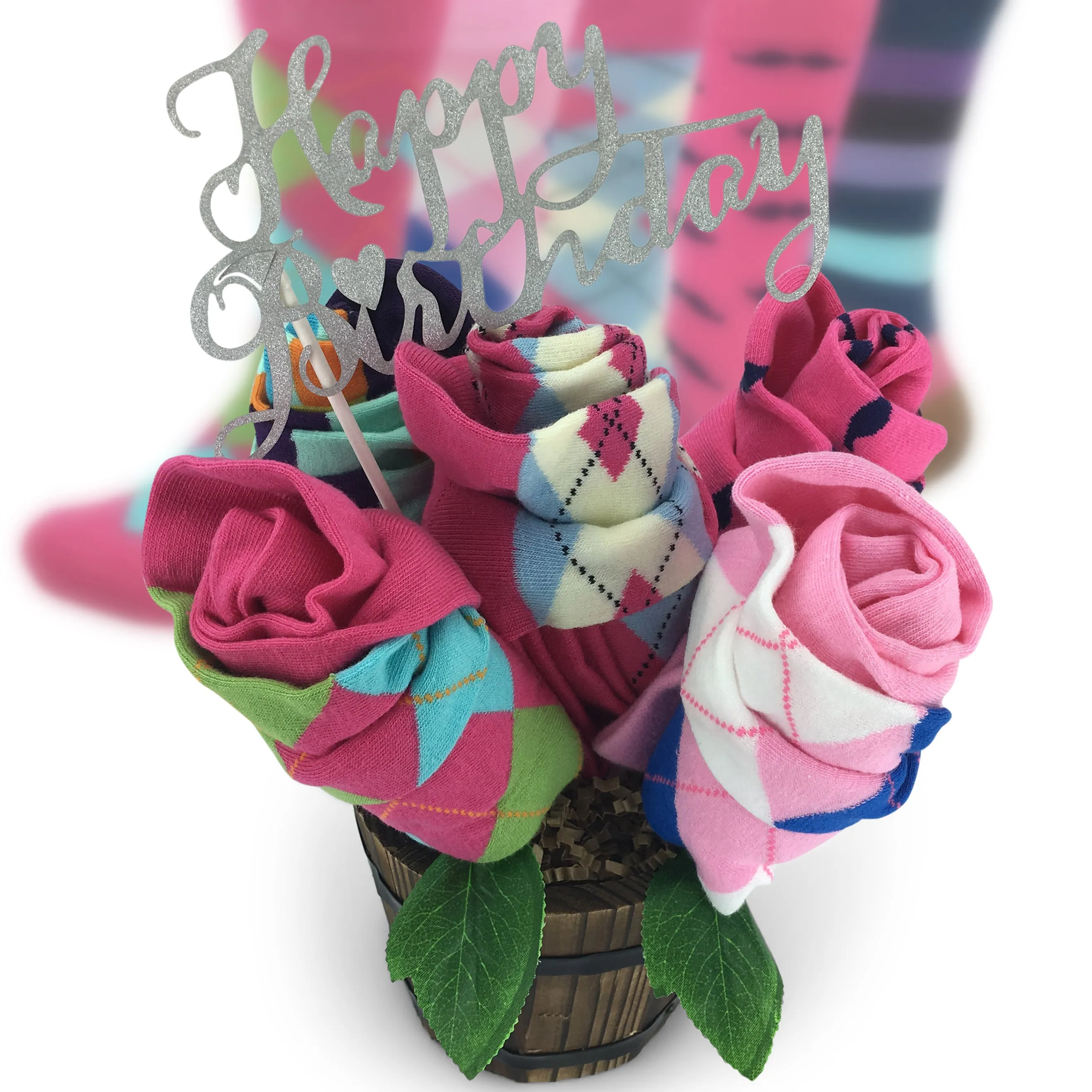Happy Birthday Sock Bouquet-5 Pairs of Men Gift Socks-Birthday Greeting Message