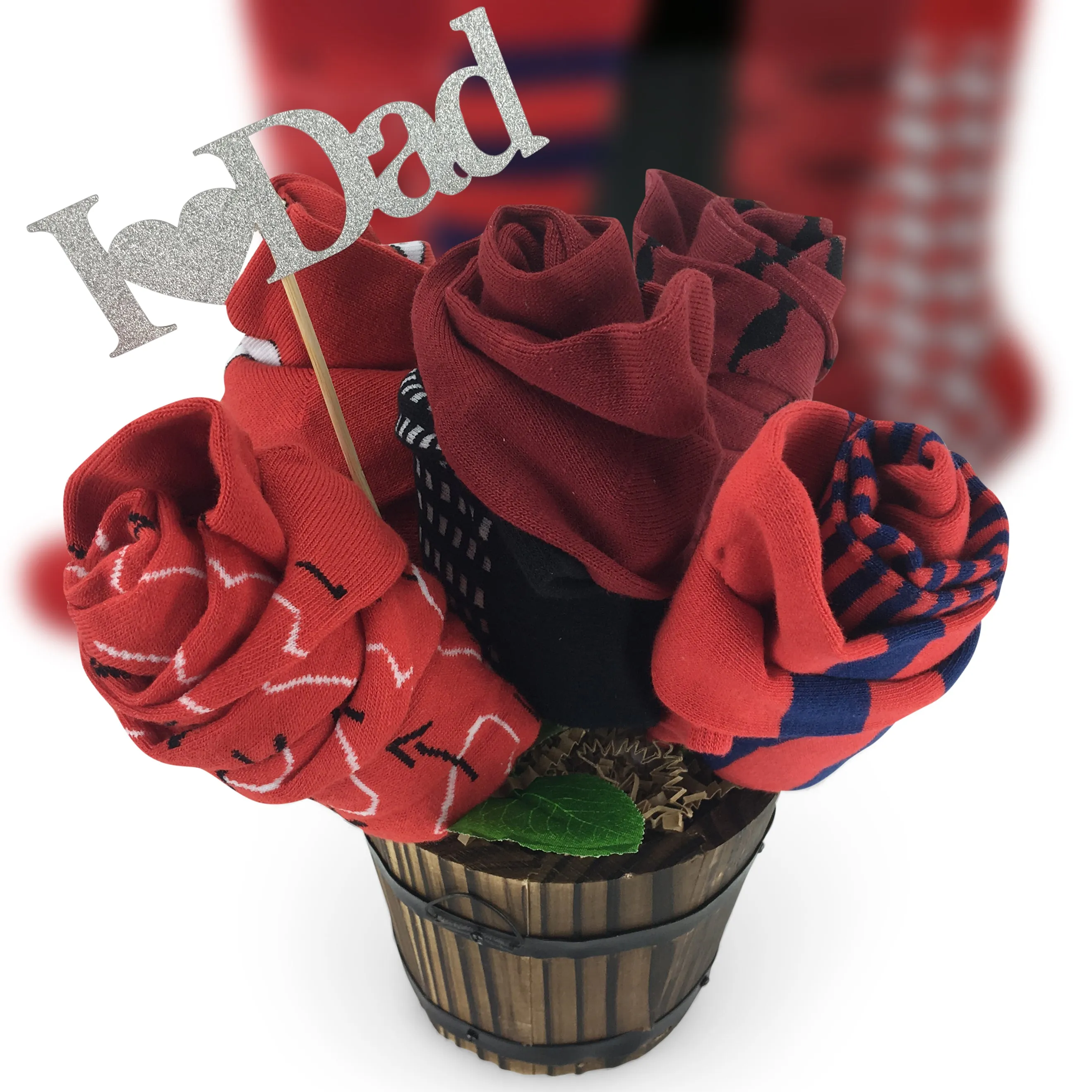 Happy Father's Day Sock Bouquet-5 Pairs of Men Gift Socks-I Love Dad Message