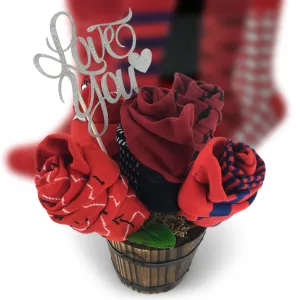 Happy Valentine Sock Bouquet-5 Pairs Anniversary Gift Socks-I Love You Message