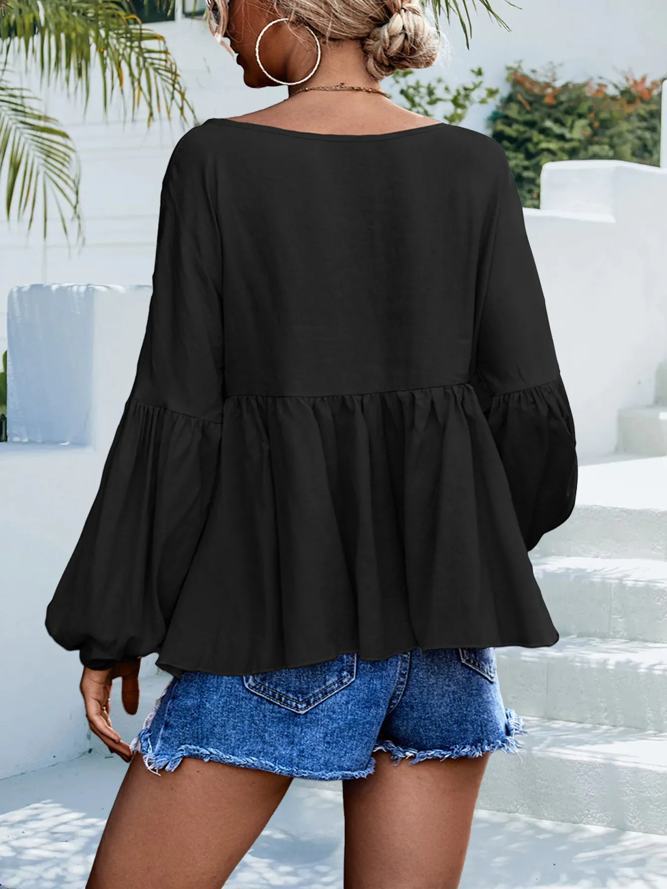 Helda Puff Sleeve Babydoll Blouse