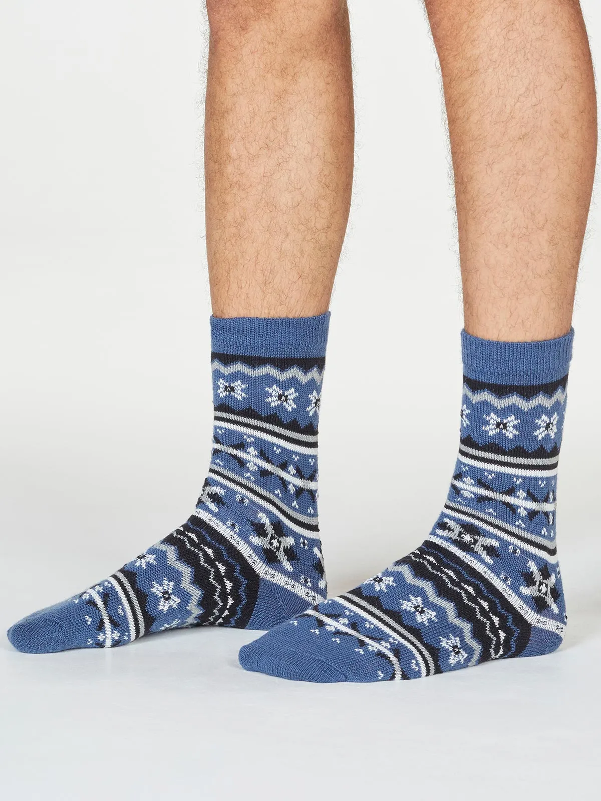 Hendry Fairisle Wool Blend Socks in Blue by Thought, Size 7-11