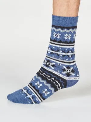 Hendry Fairisle Wool Blend Socks in Blue by Thought, Size 7-11