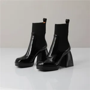 High Heel Chelsea Boots Square Toe Ladies Boots