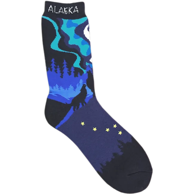 Howling Wolf & Aurora Towel Socks