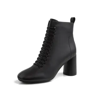 INS HOT New Women Ankle Boots Genuine Leather 22-24.5 Cm Feet Length Boots for Women Pointed Toe Chelsea Boots High Heel Boots