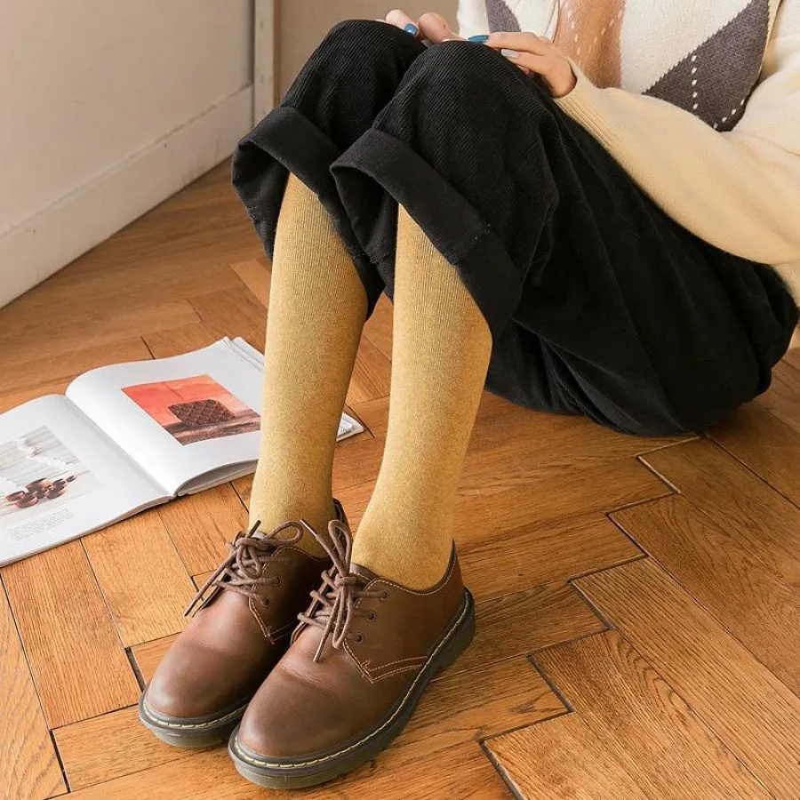 JK Stockings Solid Color Thick Socks Calf Length JK Socks Stockings