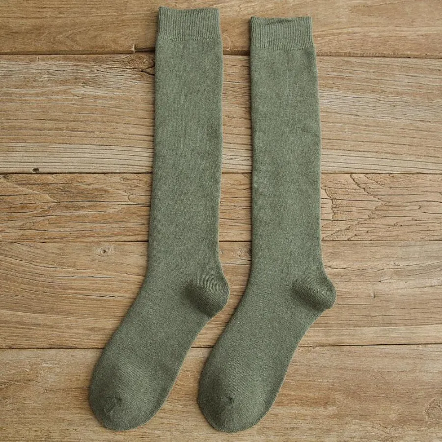 JK Stockings Solid Color Thick Socks Calf Length JK Socks Stockings