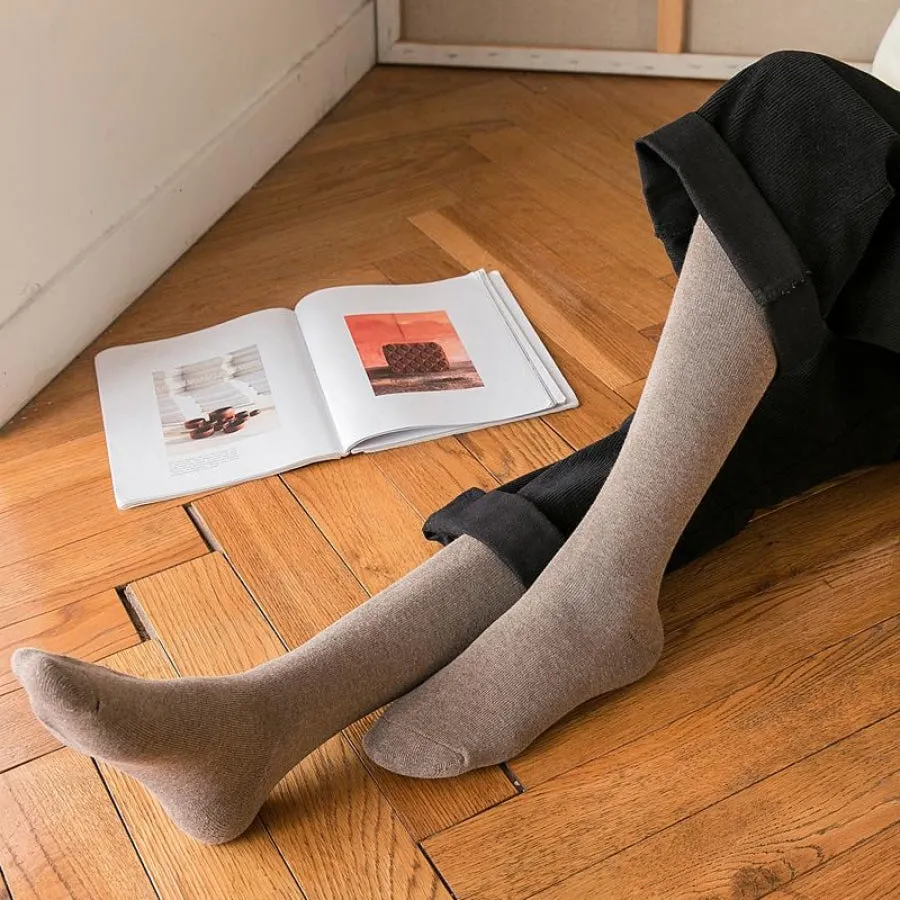 JK Stockings Solid Color Thick Socks Calf Length JK Socks Stockings
