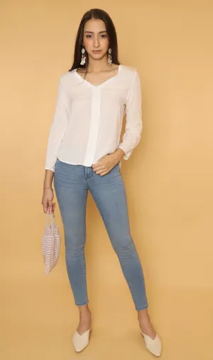 KALEI Long-Sleeve Tunic Top (White)
