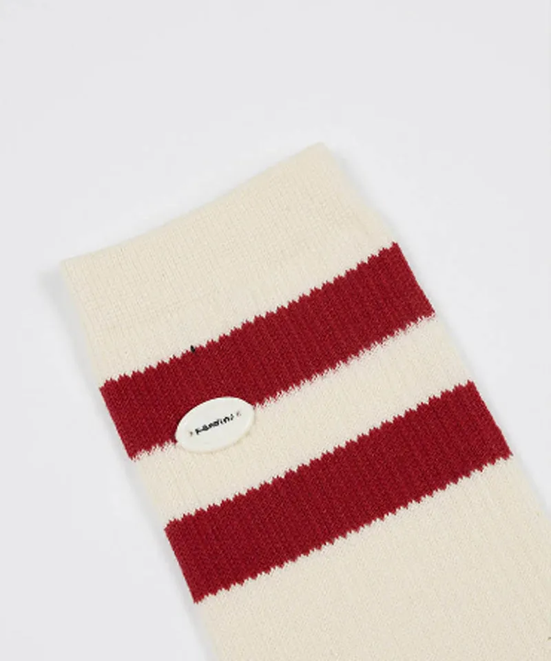 KANDINI Color Block Knee Socks - Cream