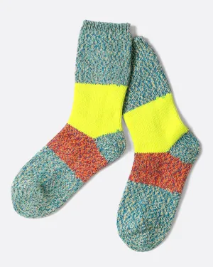 Kapital Neon Line Socks - Blue