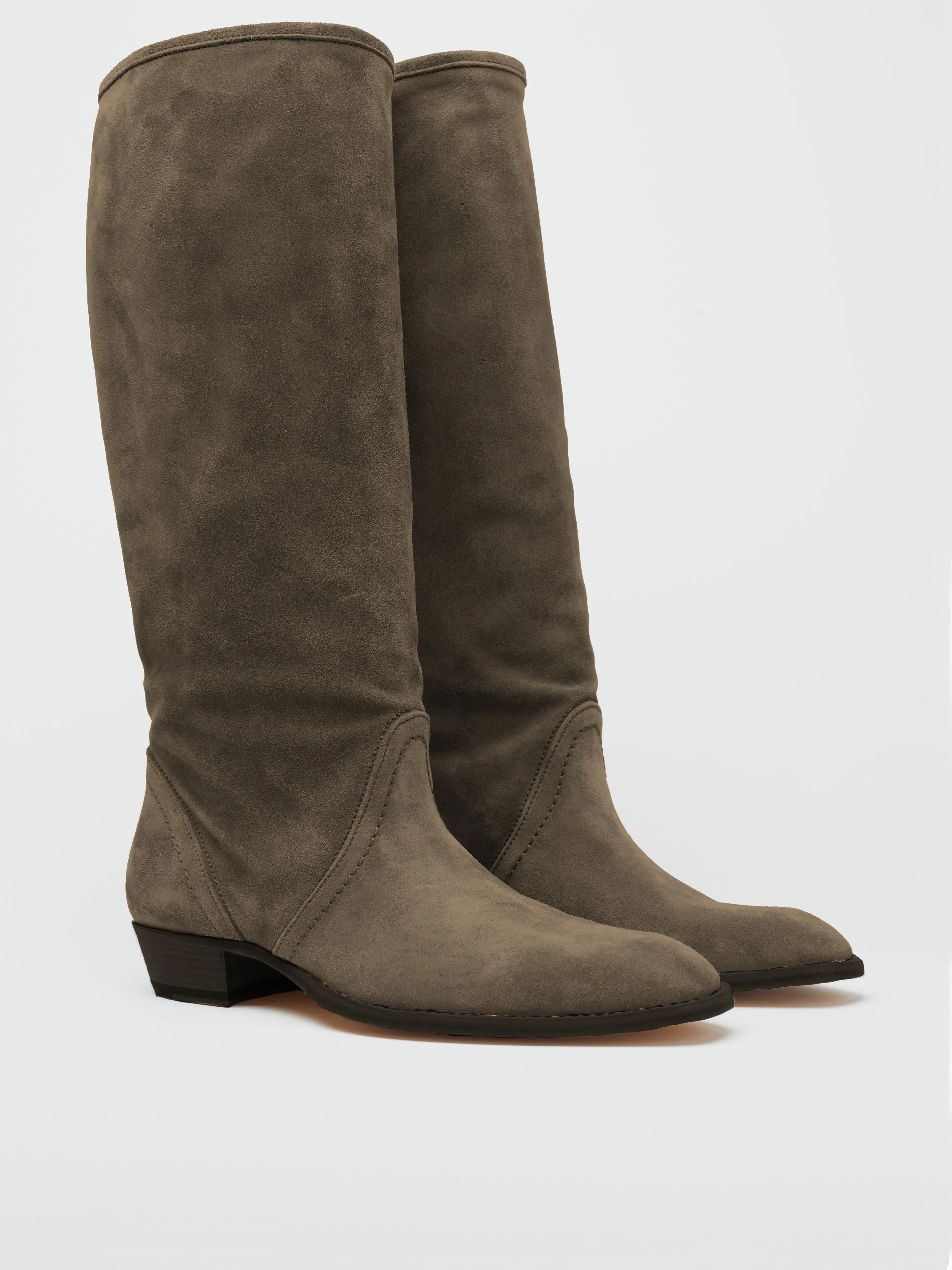 KEITH ROLL DOWN BOOT IN SMOKE SUEDE - Woman