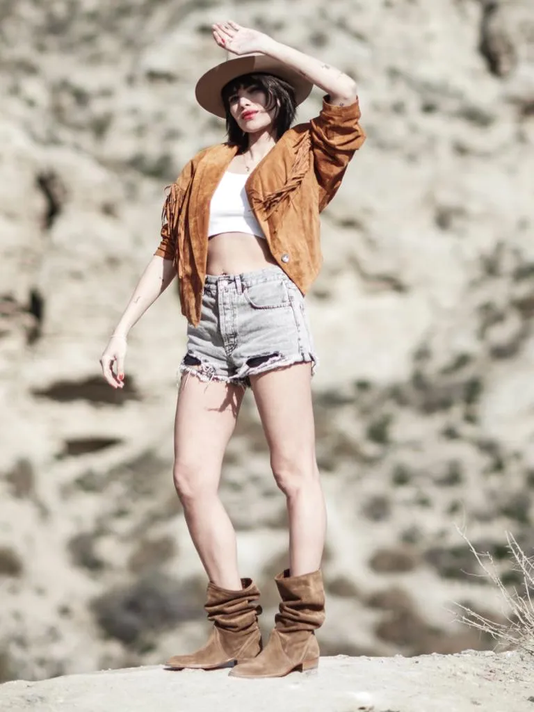KEITH ROLL DOWN BOOT IN SMOKE SUEDE - Woman