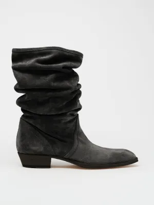 KEITH ROLL DOWN BOOTS IN BLACK SUEDE