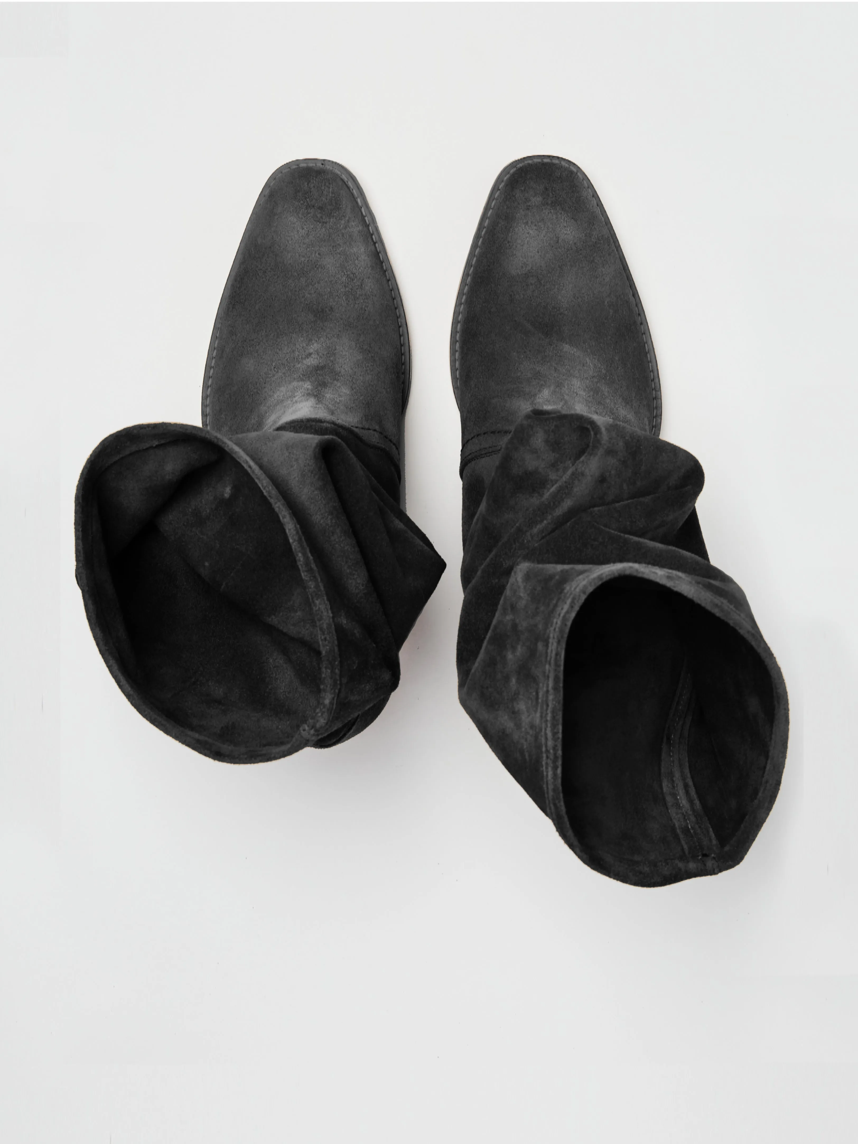 KEITH ROLL DOWN BOOTS IN BLACK SUEDE
