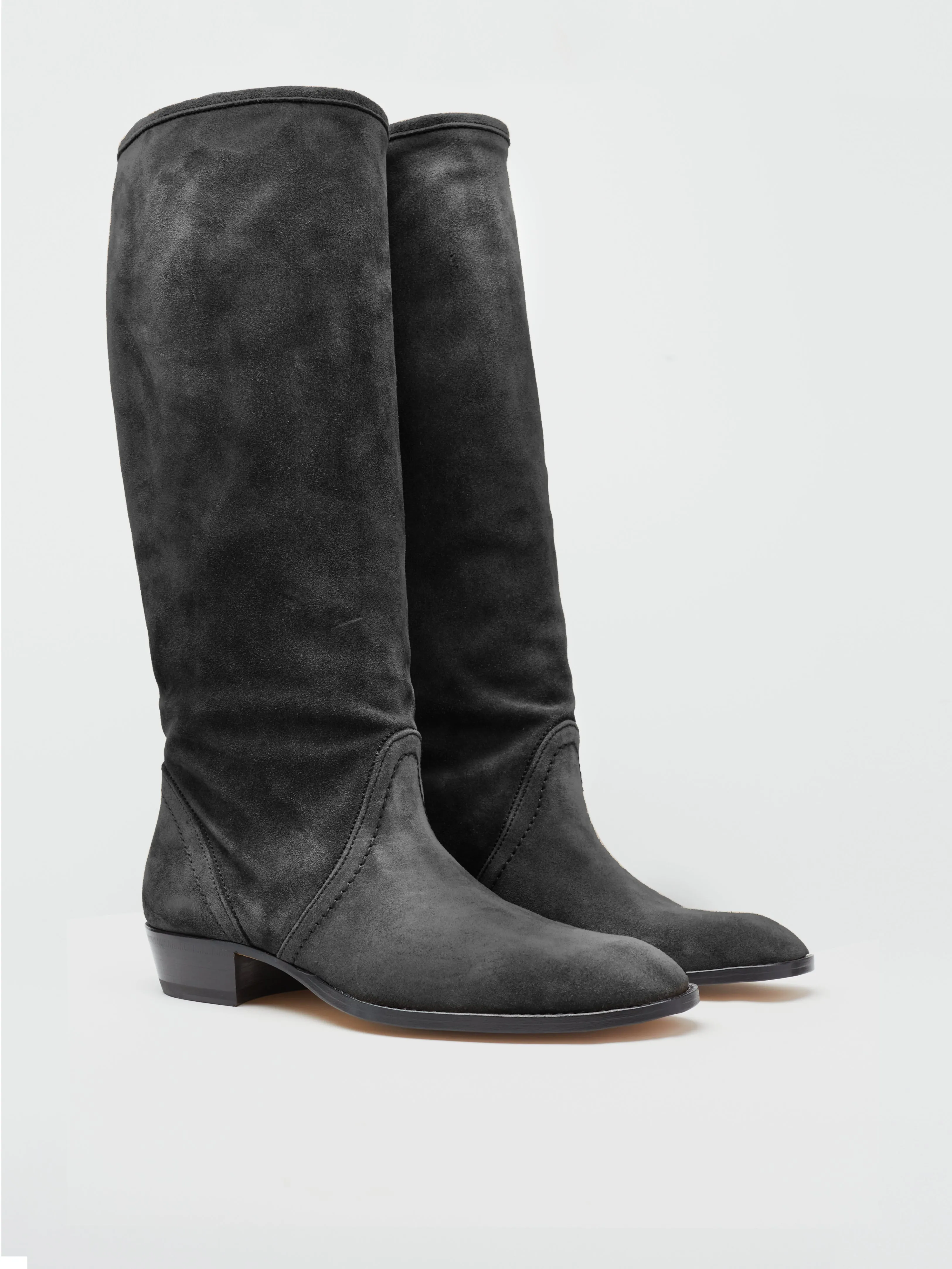 KEITH ROLL DOWN BOOTS IN BLACK SUEDE