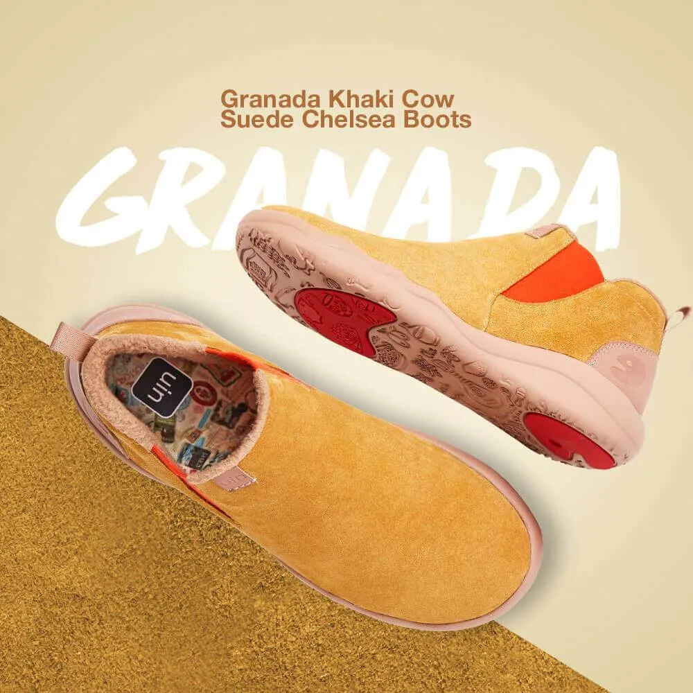 Khaki Cow Suede Boots Granada Men
