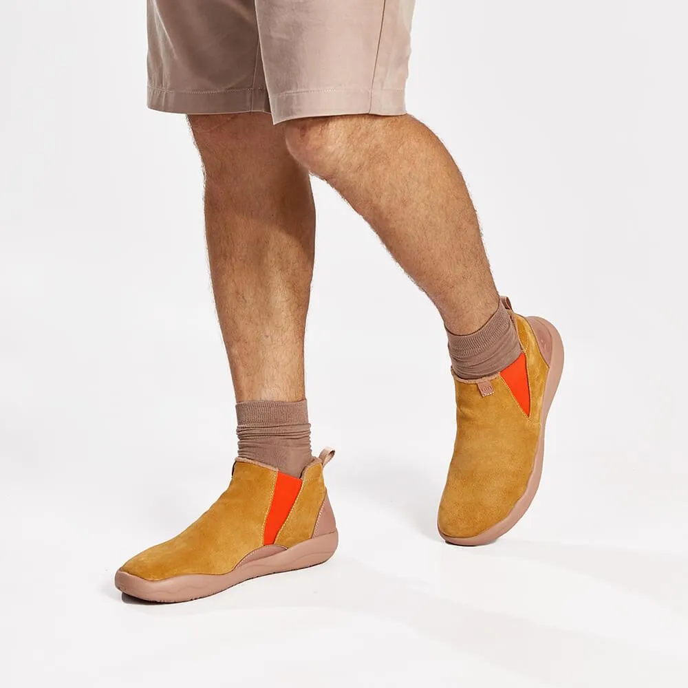 Khaki Cow Suede Boots Granada Men