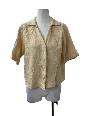 Khaki Textured Button Collar Top