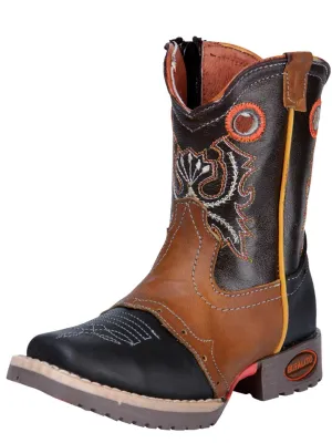 Kids - Botas Vaqueras Rodeo con Antifaz de Piel Genuina para Bebes 'El General' - ID: 28999