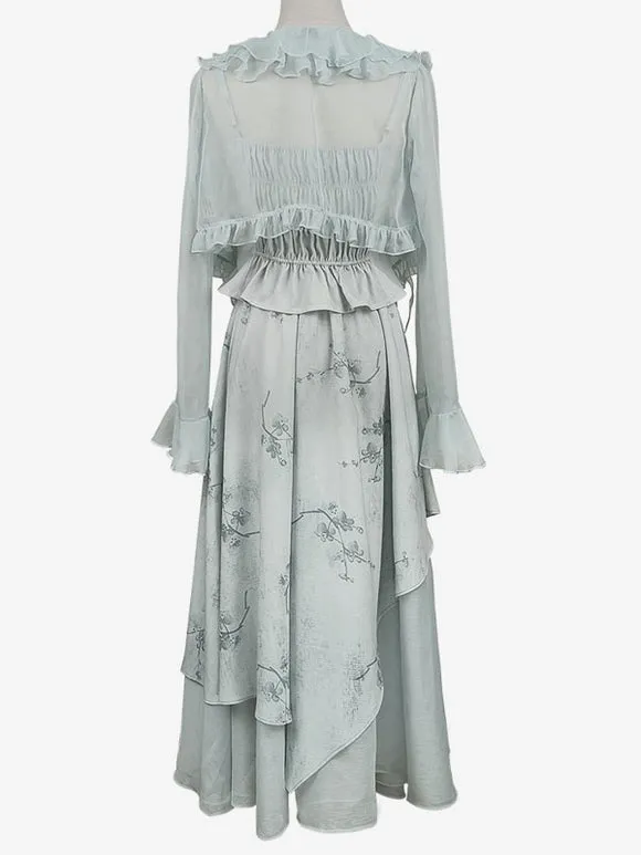 Kimono Lolita Blouses Long Sleeves Pastel Green Lolita Top Lolita Shirt