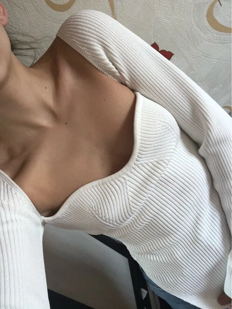 Knit Irregular Hem Square Collar Shirts Sweaters