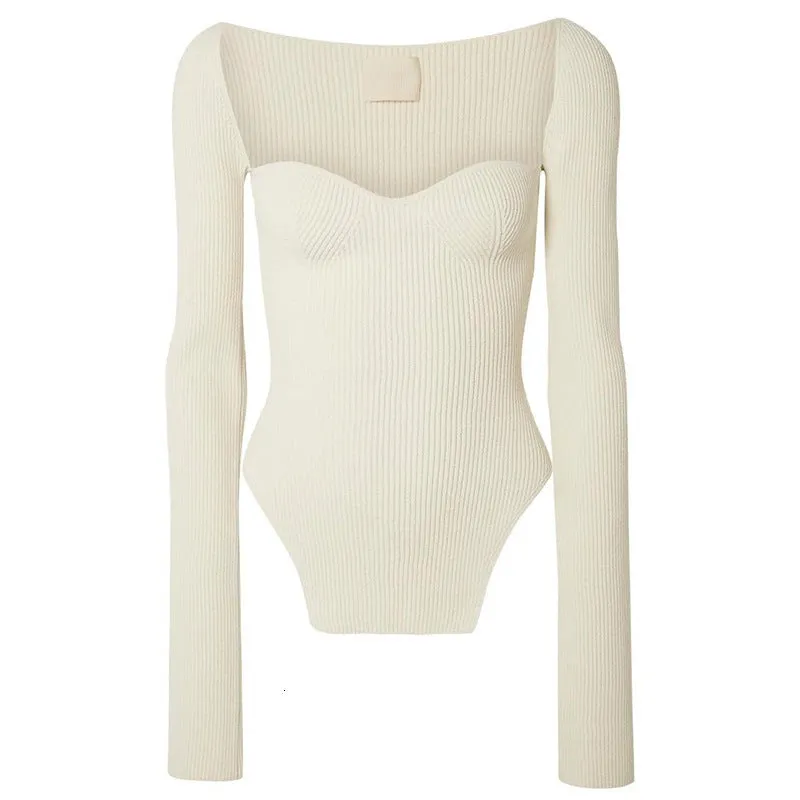 Knit Irregular Hem Square Collar Shirts Sweaters