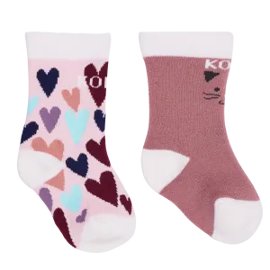Kombi Adorable Twin Pack Infant Socks Doodle Hearts