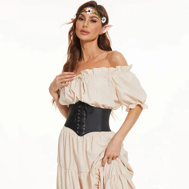 LaceLux™️  Women’s Elastic Costume Waist Belt: Lace-up Tied Waspie Corset Belts for Effortless Elegance