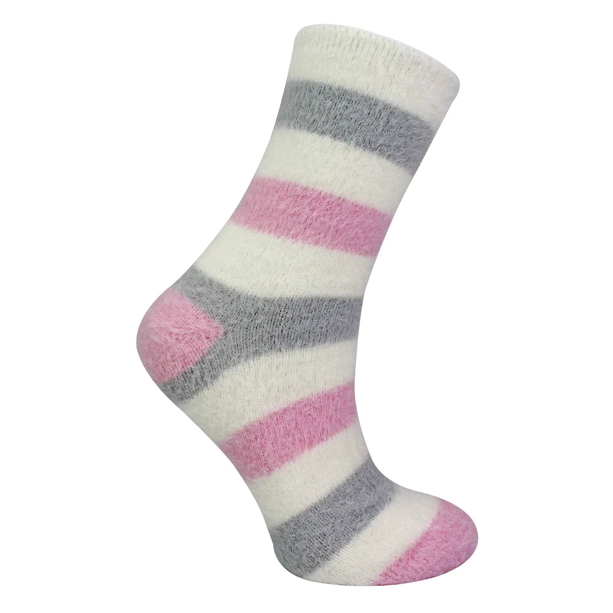 Ladies 4 Pack Fluffy Cosy Slipper Socks