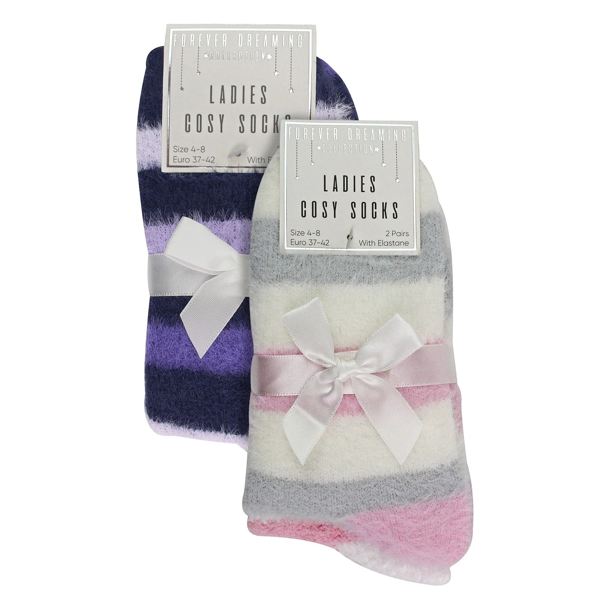Ladies 4 Pack Fluffy Cosy Slipper Socks