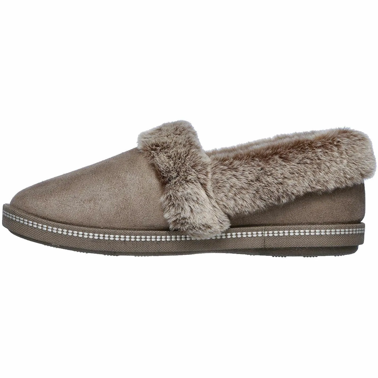 Ladies Skechers Cozy Campfire Team Toasty Dark Taupe Faux Fur Slippers 32777/DKTP