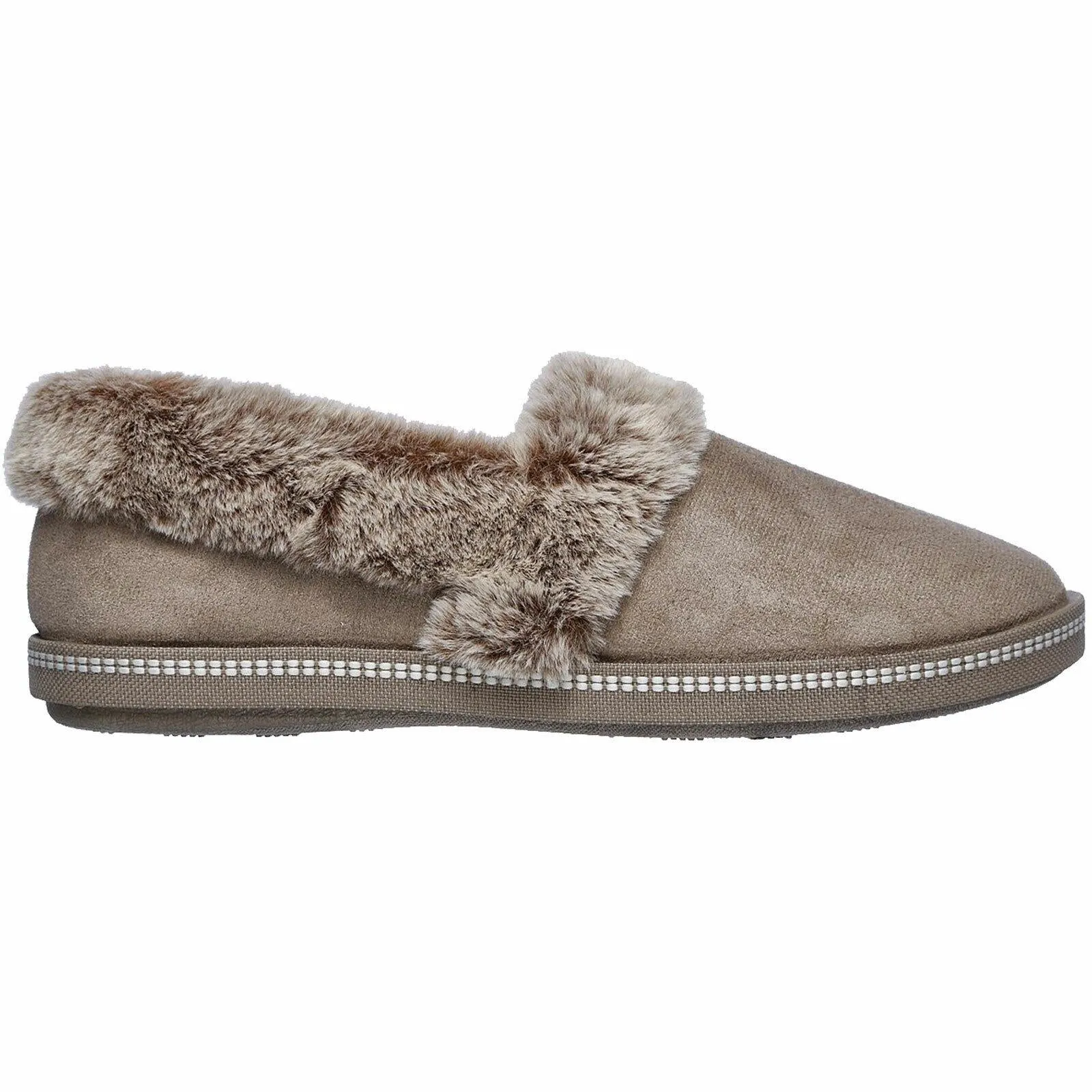 Ladies Skechers Cozy Campfire Team Toasty Dark Taupe Faux Fur Slippers 32777/DKTP