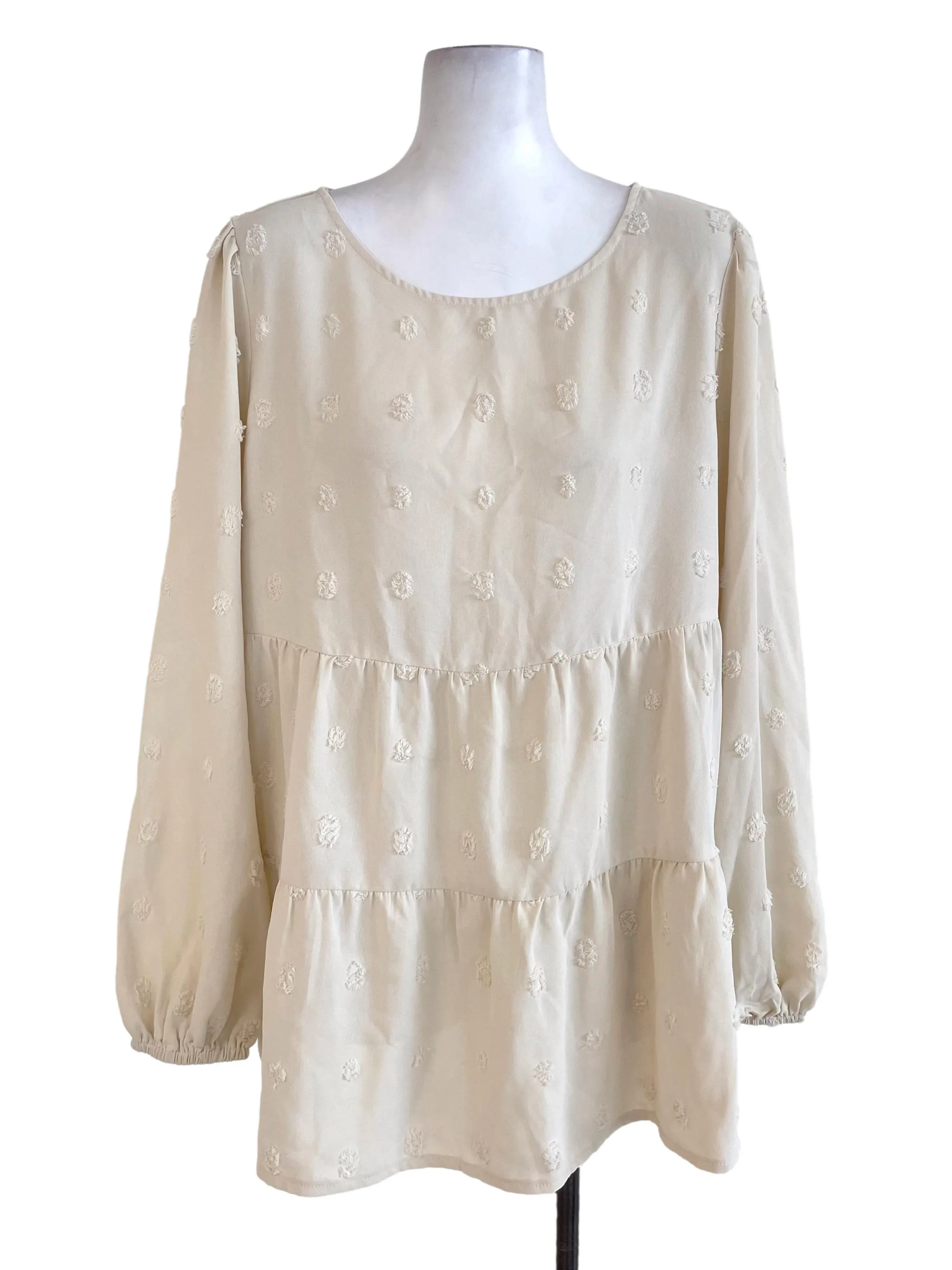 Light Beige Tiered Blouse