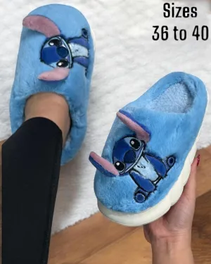 Light-Blue Stitch Slippers