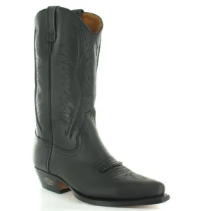 Loblan 2616 Black Waxy Leather Cowboy Boots Hand Made Classic Biker Western 206