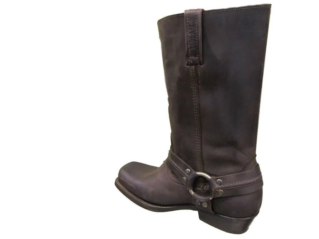 Loblan 295 Brown Waxy Leather Mens Biker Boots Classic Cowboy Square Chisel Toe