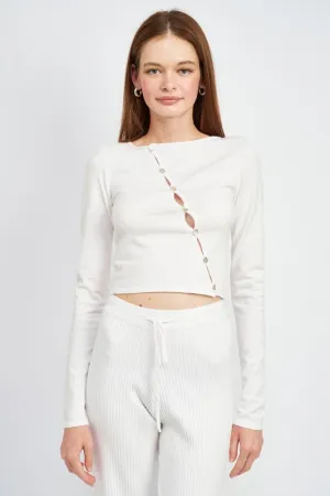 LONG SLEEVE ASYMMETRIC BUTTON UP TOP