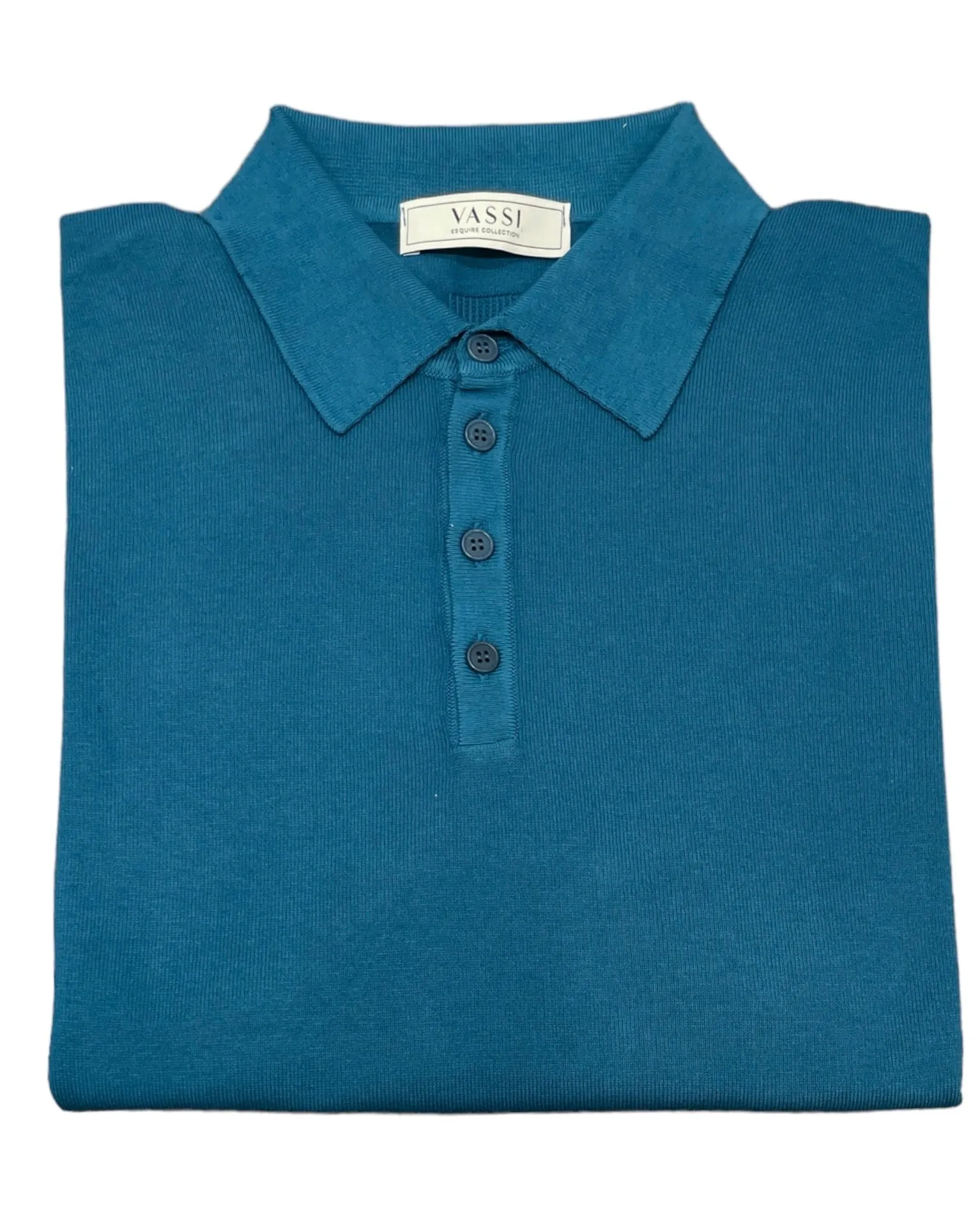 Long-Sleeve Cotton Polo - Dark Teal