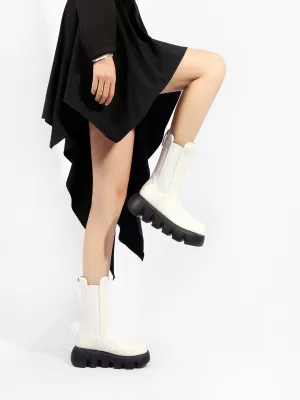 Lug Sole Leather Chelsea Boot - White