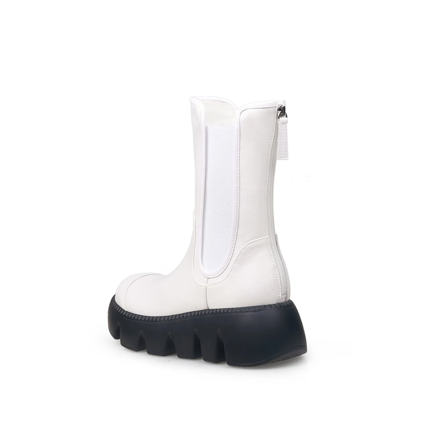 Lug Sole Leather Chelsea Boot - White