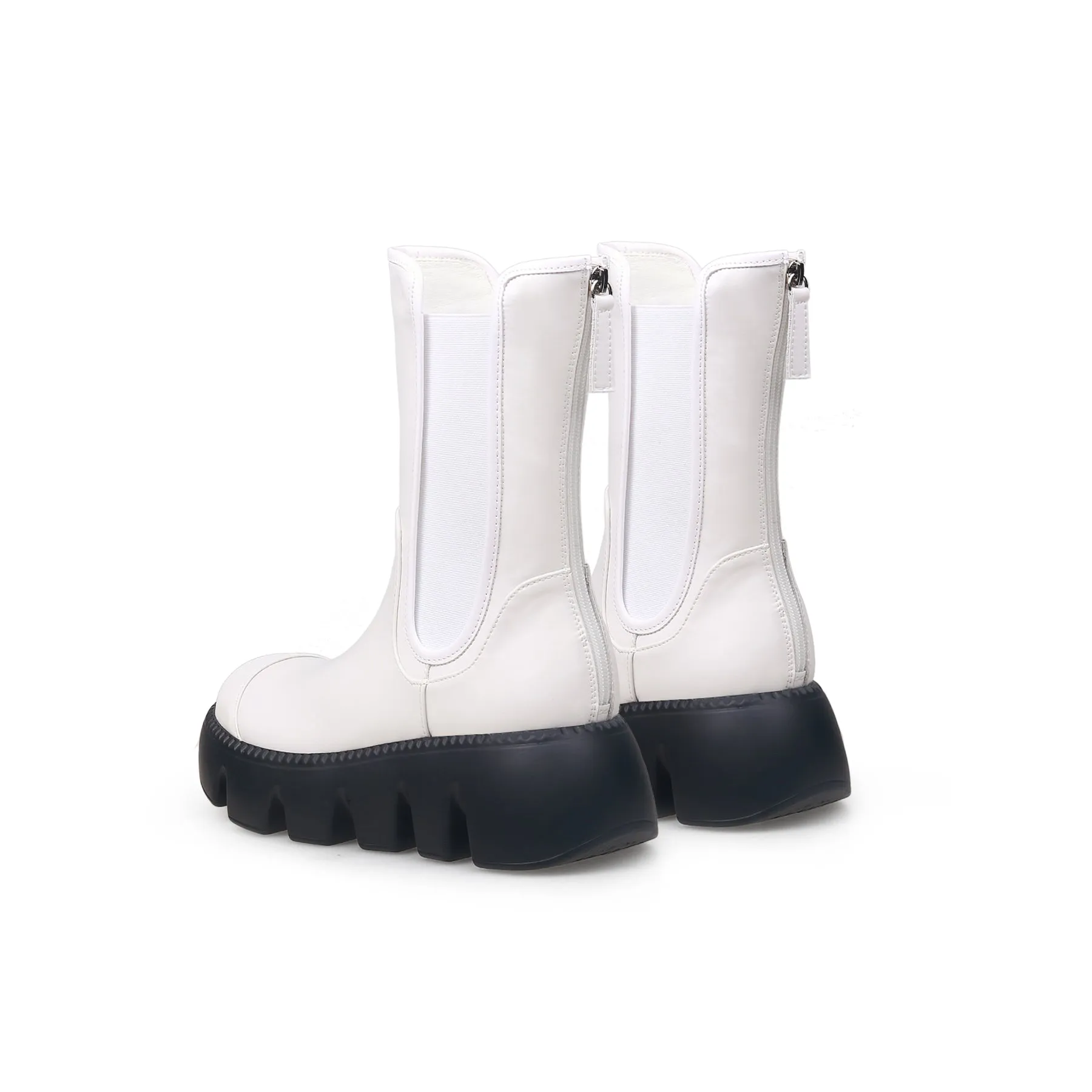 Lug Sole Leather Chelsea Boot - White