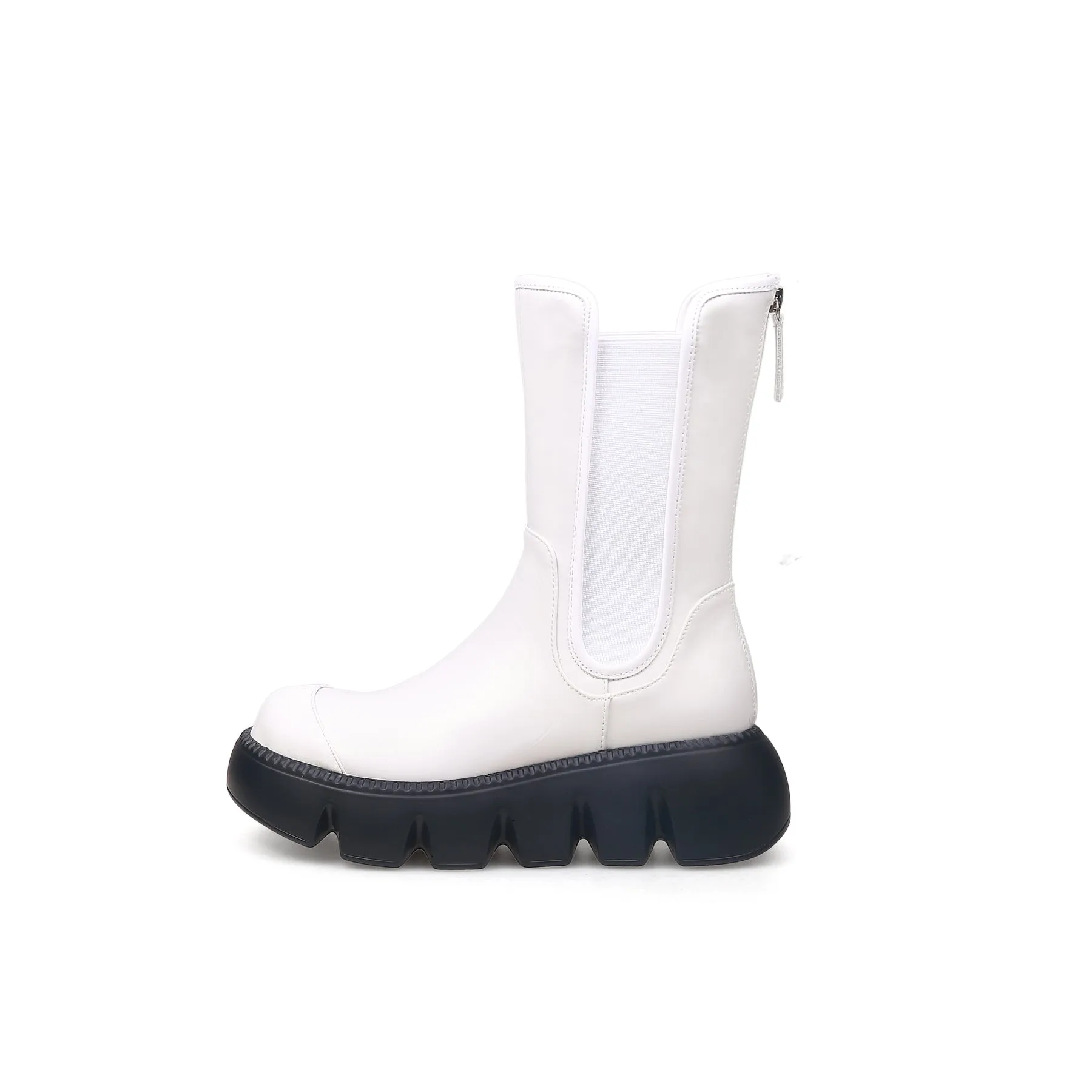 Lug Sole Leather Chelsea Boot - White