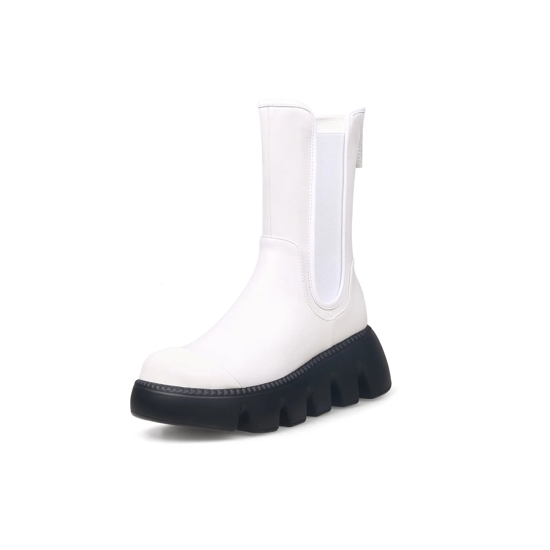 Lug Sole Leather Chelsea Boot - White