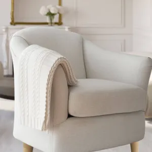 Luna Cable Knit Cotton Throw-White