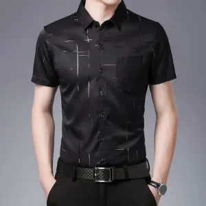 LuxStyle Herren Seidiges Sommer Arbeitshemd