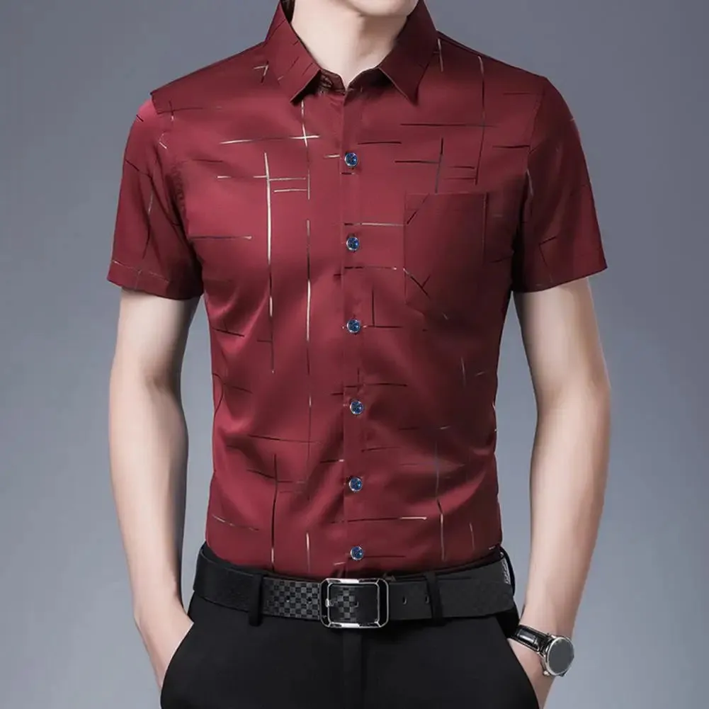 LuxStyle Herren Seidiges Sommer Arbeitshemd